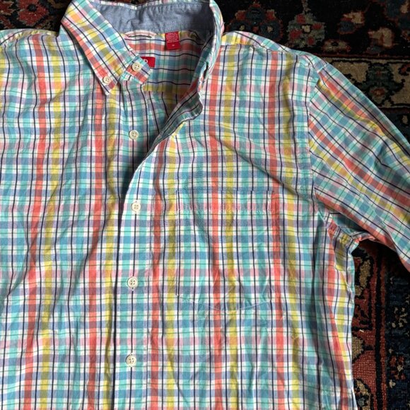 IZOD Men’s Multicolor Plaid Button-Down Shirt – Size M - Picture 6 of 6